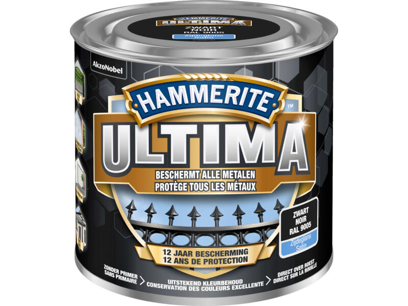 Hammerite Ultima metaallak zijdeglans 0,25l zwart