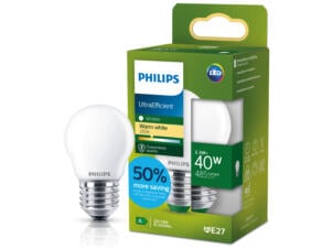 Philips Ultra Efficient LED kogellamp mat E27 40W dimbaar warmwit