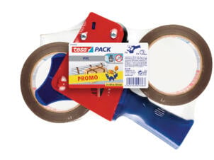 Tesa Ultra Strong ruban d'emballage adhésif 66m x 50mm 2 pièces + dérouleur manuel