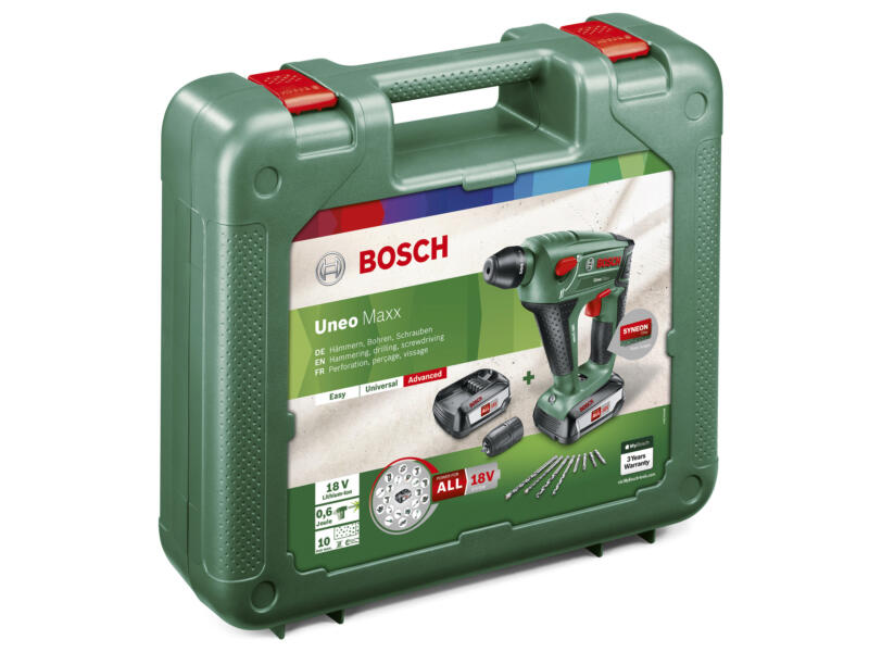 Bosch Uneo Maxx marteau-perforateur sans fil 18V Li-Ion + 2 batteries
