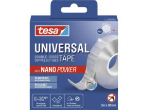 Tesa Universal Nano Power dubbelzijdige tape 3m x 30mm transparant