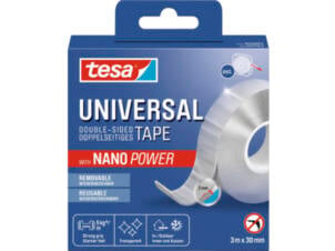 Tesa Universal Nano Power ruban de montage double face 3m x 30mm transparent