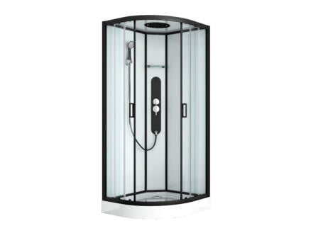 Allibert Uyuni cabine de douche complète 90x90x225 cm quart de rond noir 1