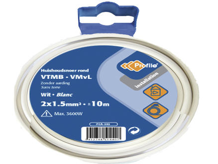 Profile VTMB-draad 2G 1,5mm² 10m wit 1