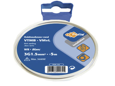 Profile VTMB-draad 3G 1,5mm² 5m wit 1