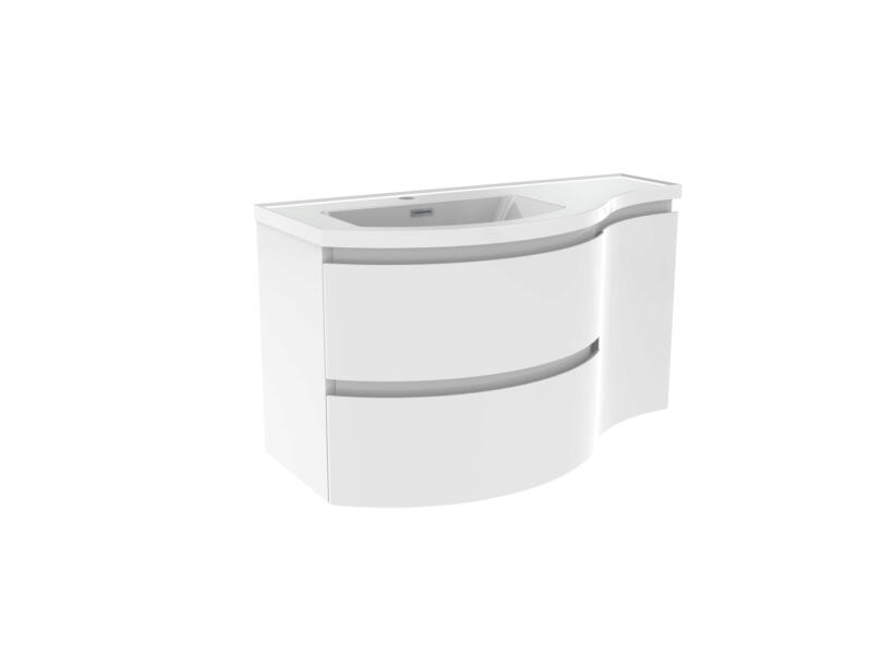 Allibert Verso Olav meuble lavabo 90cm 2 tiroirs + 1 porte blanc brillant