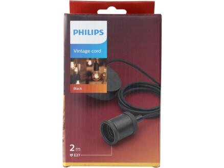 Philips Vintage Cord suspension cordon 60W E27 noir sans ampoule 1