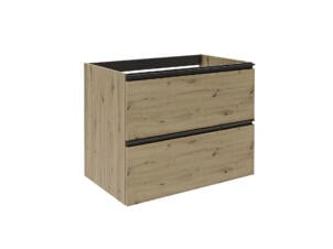 Wabi meuble salle de bains 80cm 2 tiroirs chêne-noir