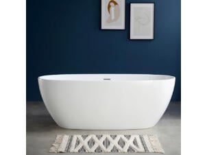 Wahlbach Yesenia baignoire îlot ovale 170x75 cm acrylique blanc brillant