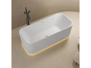 Wahlbach baignoire îlot 170x75 cm avec éclairage LED et capteur blanc mat à relief vertical