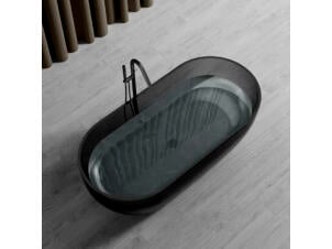 Wahlbach baignoire îlot ovale 170x75 cm noir transparent résine