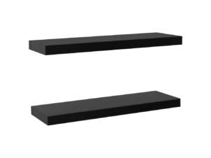 Wandschap 80x20x3,8 cm zwart 2 stuks