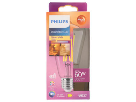 Philips WarmGlow LED Edisonlamp filament E27 7W dimbaar 1