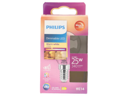 Philips WarmGlow LED bollamp filament E14 3,2W dimbaar 1