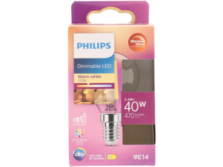 Philips WarmGlow LED bollamp filament E14 4,5W dimbaar 1
