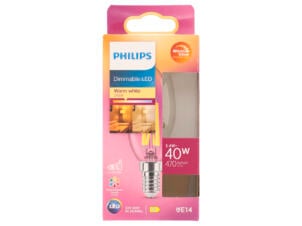Philips WarmGlow LED kaarslamp filament E14 4,5W dimbaar