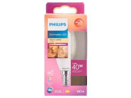 Philips WarmGlow LED kaarslamp mat E14 4,5W dimbaar 1