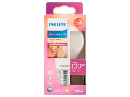 Philips WarmGlow LED peerlamp mat glas E27 12W dimbaar 1