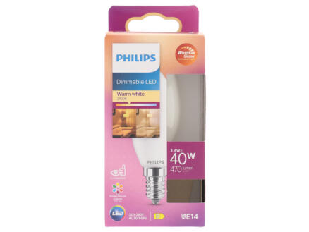 Philips WarmGlow ampoule LED flamme mat E14 4,5W dimmable 1