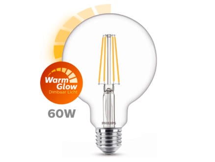 Philips WarmGlow ampoule LED globe filament E27 7W dimmable