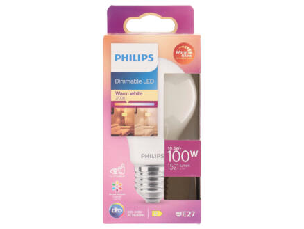 Philips WarmGlow ampoule LED poire verre mat E27 12W dimmable 1