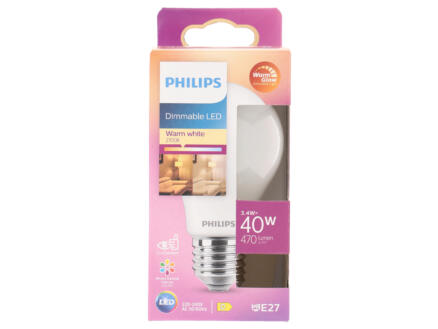 Philips WarmGlow ampoule LED poire verre mat E27 5W dimmable 1