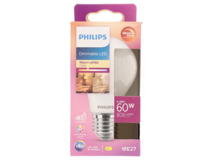 Philips WarmGlow ampoule LED poire verre mat E27 7W dimmable 1