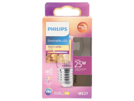 Philips WarmGlow ampoule LED sphérique filament E27 3,2W dimmable 1
