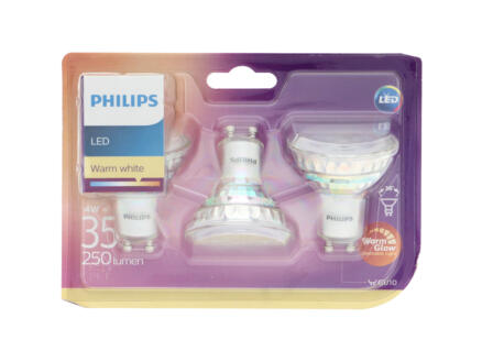 Philips WarmGlow spot LED GU10 4W dimmable 3 pièces 1