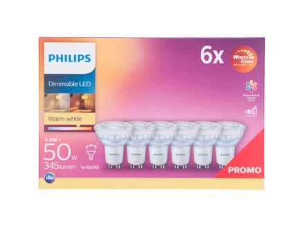 Philips Warmglow spot LED GU10 3,8W dimmable blanc chaud 6 pièces 1