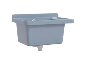 Wasbak wandgemonteerd 50x35x24 cm hars grijs