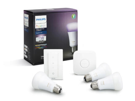Philips Hue White & Color Ambiance kit de démarrage ampoule LED poire E27 10W dimmable 3 pièces 1