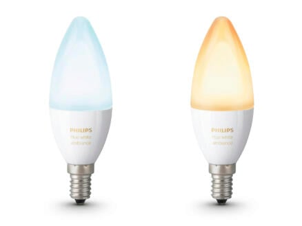 Philips Hue White Ambiance ampoule LED flamme E14 6W dimmable 2 pièces