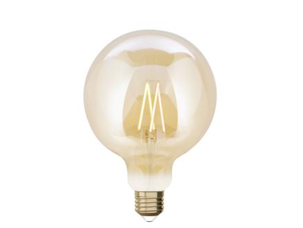 White G125 LED bollamp filament E27 9W dimbaar amber 1