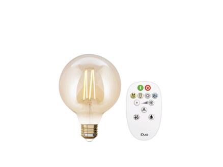 iDual White G95 LED bollamp filament E27 9W dimbaar amber + afstandsbediening 1