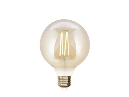 White G95 LED bollamp filament E27 9W dimbaar amber