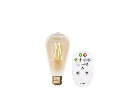 iDual White ampoule LED Edison filament E27 9W dimmable ambre + télécommande 1