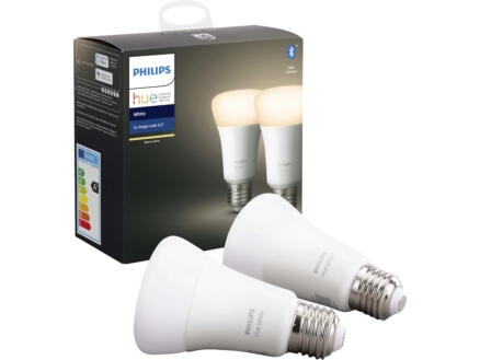 Philips Hue White ampoule LED poire E27 9W dimmable 2 pièces 1