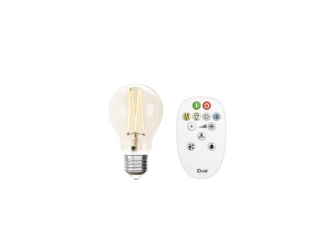 iDual White ampoule LED poire filament E27 9W dimmable clair + télécommande 1