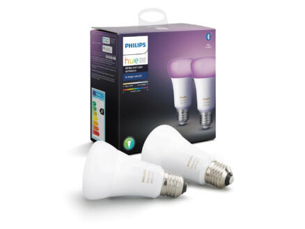 Philips Hue White and Color ampoule LED poire E27 9W dimmable 2 pièces 1