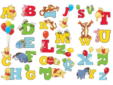 Disney Winnie de Poeh muurstickers alfabet meerkleurig 1