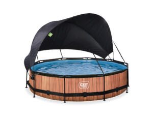 Exit Toys Wood piscine 360x76 cm + pompe filtrante + voile d'ombrage