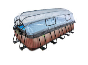 Exit Toys Wood piscine avec dôme 540x250x122 cm + pompe à chaleur