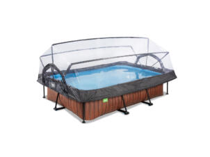 Exit Toys Wood zwembad met overkapping 300x200x65 cm + filterpomp