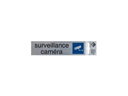 Zelfklevend deurbord surveillance caméra 17x4,4 cm aluminium look 1