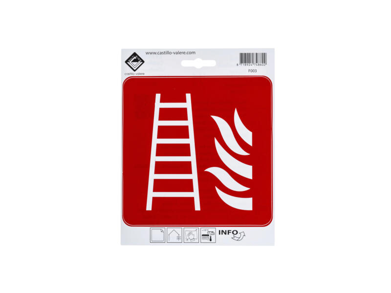 Pictogram Halter Rood Zelfklevend pictogram brandladder 15x15 cm | Hubo