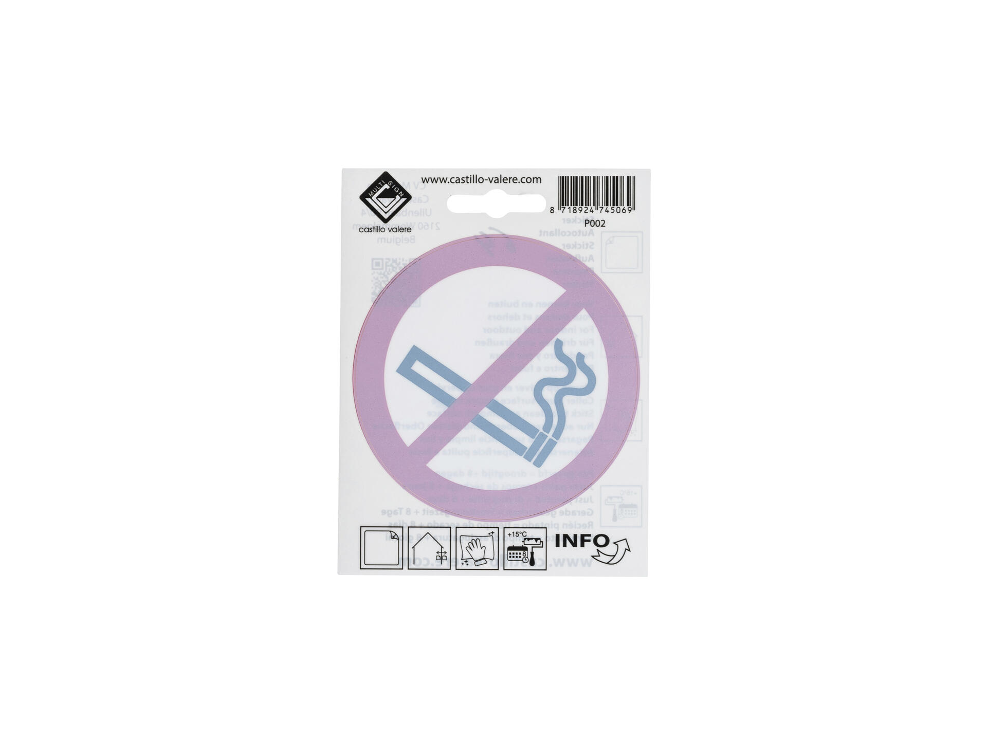 Zelfklevend pictogram verboden te roken 10cm achter glas
