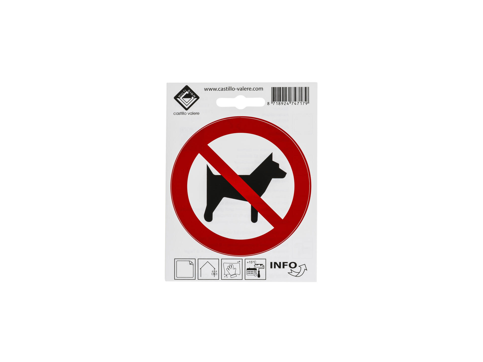 Zelfklevend pictogram verboden voor honden 10cm