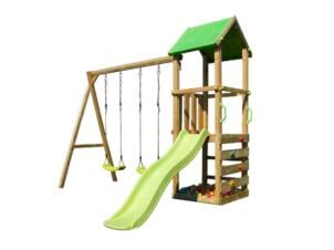 BnB Wood Zoia speeltoestel + glijbaan limoengroen