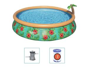 Bestway Zwembad Fast Set set + filterpomp paradise palms opblaasbaar 457x84 cm